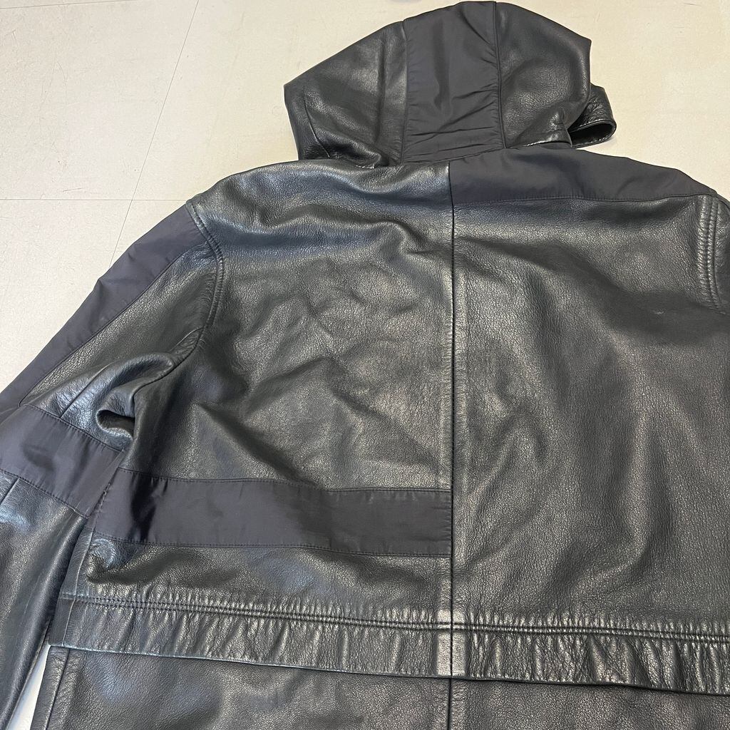 TBY Alexander Wang ブラックレザージャケット　レザーパーカー UWC4252069001B.jpg