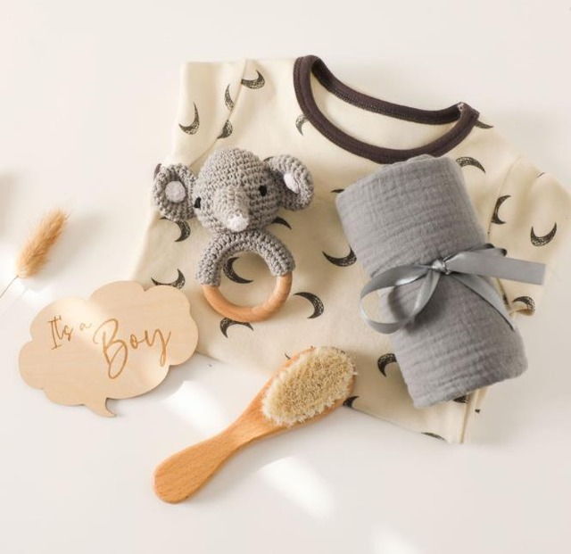 [ 名入れOK ] ベビーセット ぞうさんのあみぐるみラトル 4点セット zs01223