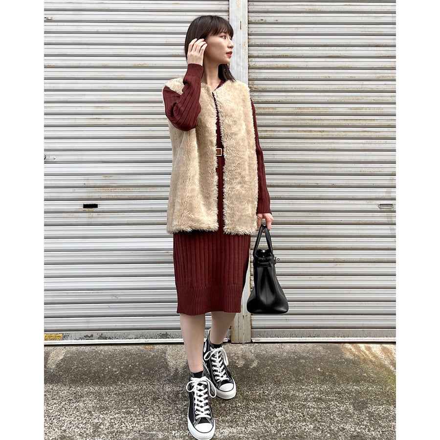 ベルト付きVネックニットワンピース[920175] | &soiree アンドソワレ