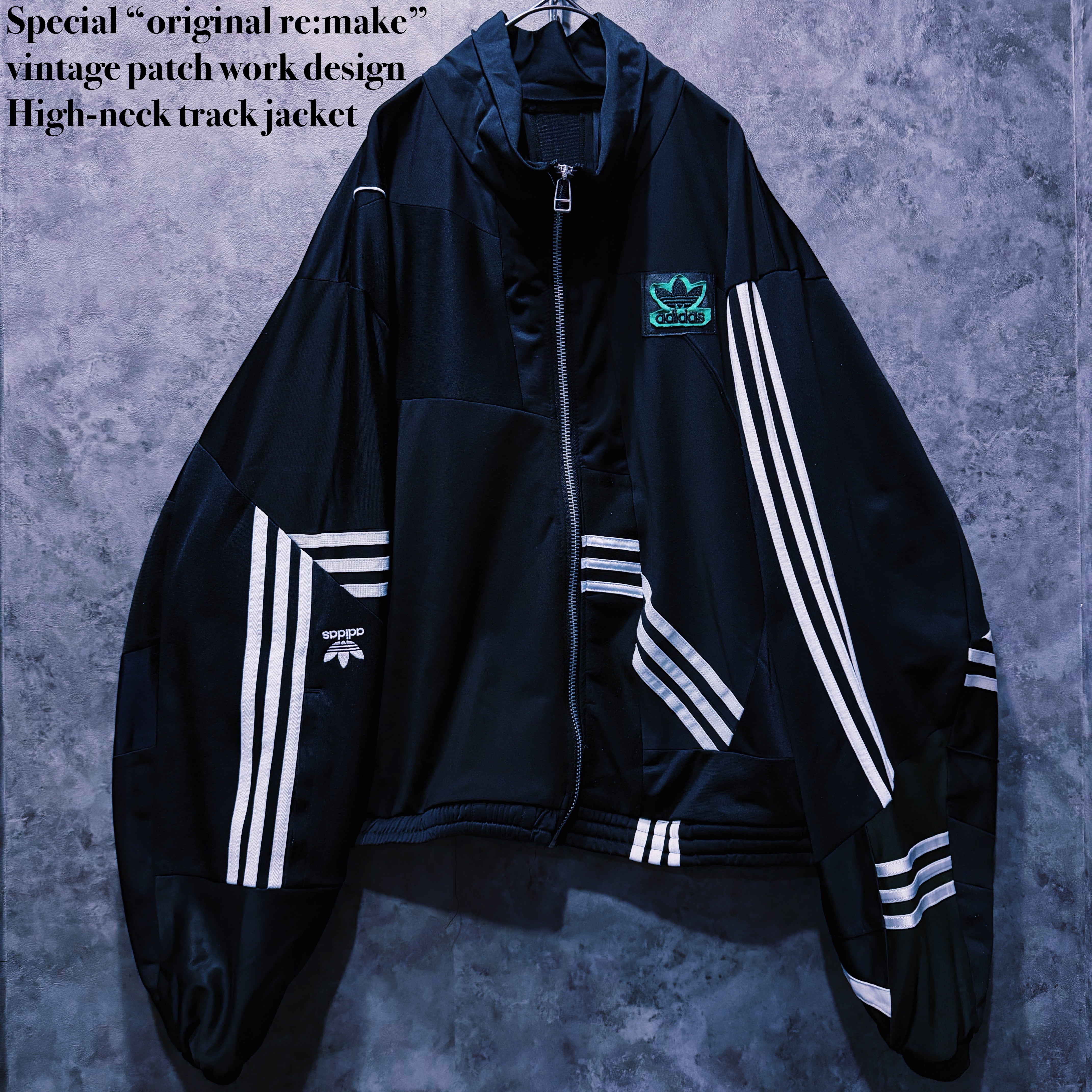 【doppio】Special “original re:make” vintage patch work design High-neck track jacket