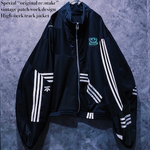 【doppio】Special “original re:make” vintage patch work design High-neck track jacket