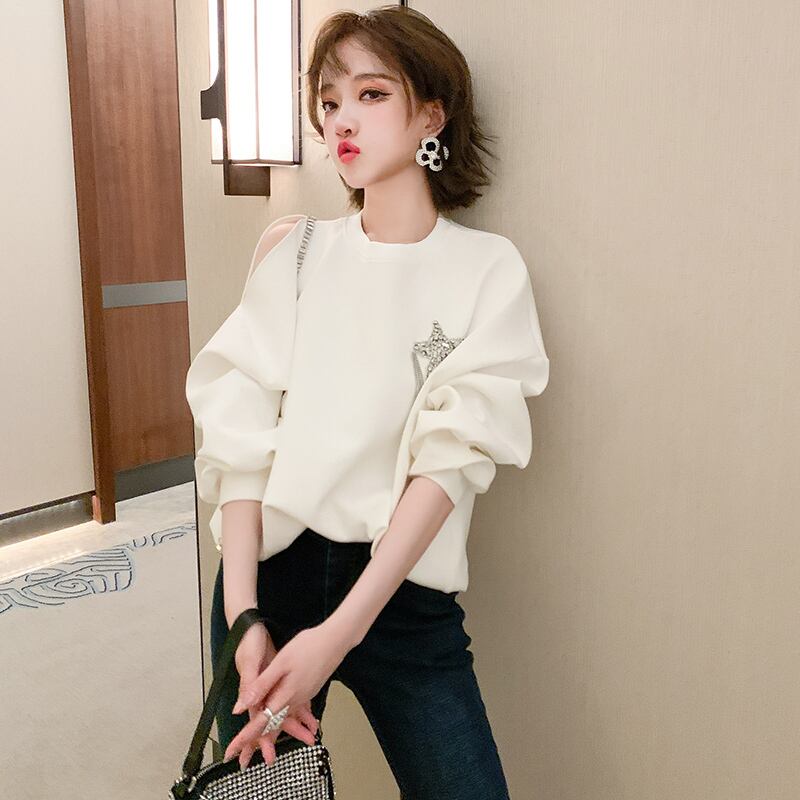 ラウンドネックチェーン ルーズ薄手セーター Oネック MIUCO31665941019