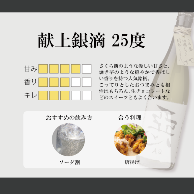 献上銀滴 (ケンジョウギンテキ) 25度 720ml