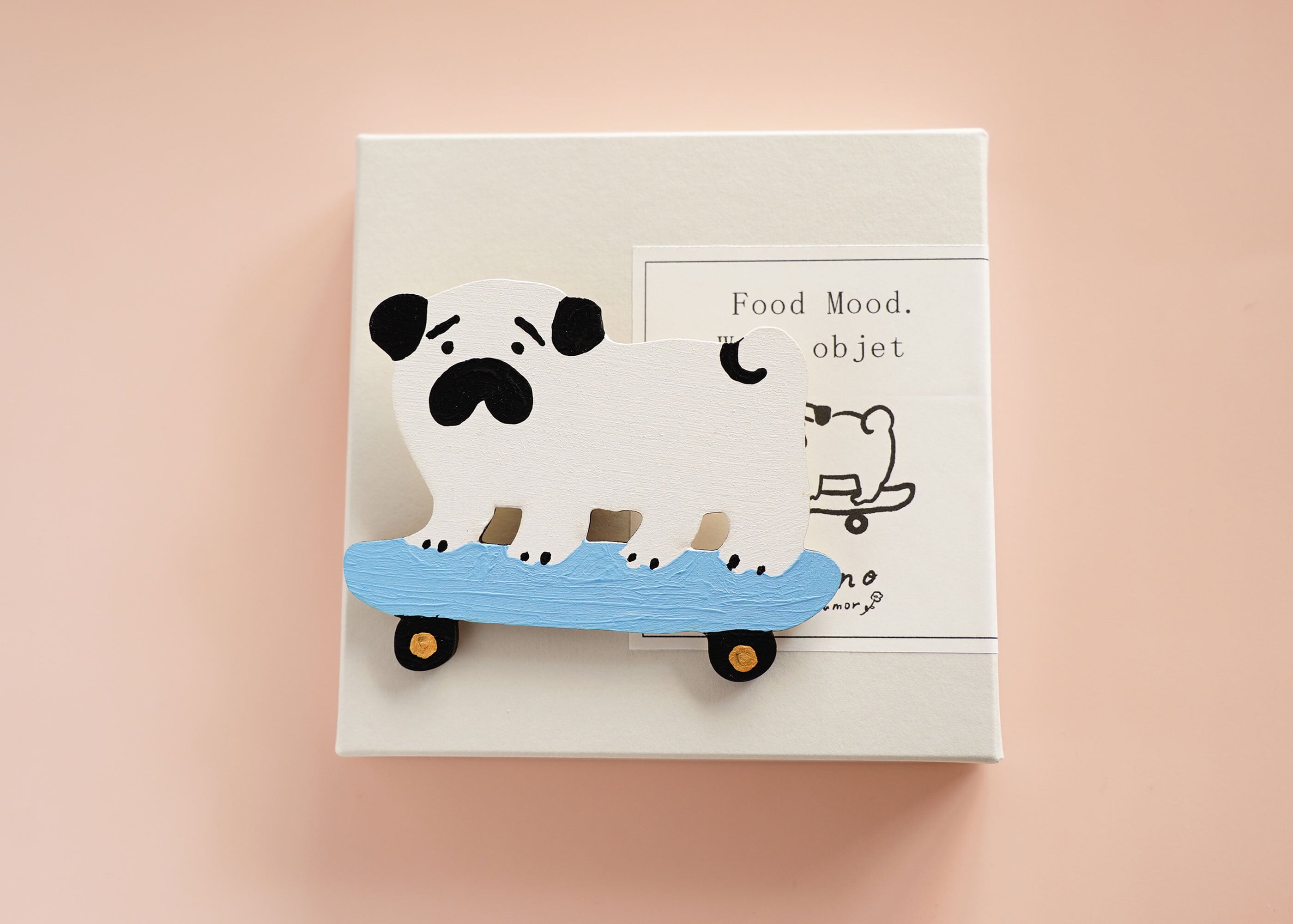 wood objet 原画 小「スケボーパグ」