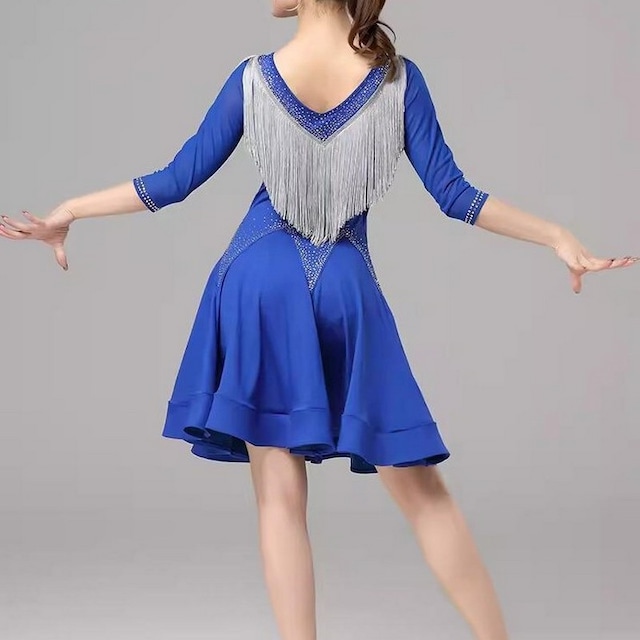 フリンジデザイン ラウンドネック Aライン ドレス ds0093