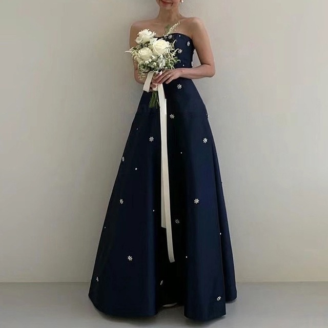 チューブトップ Aラインナチュラルドレス D1168