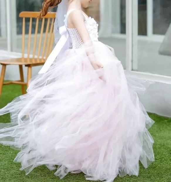 リボン ドレス ピンク×ホワイト