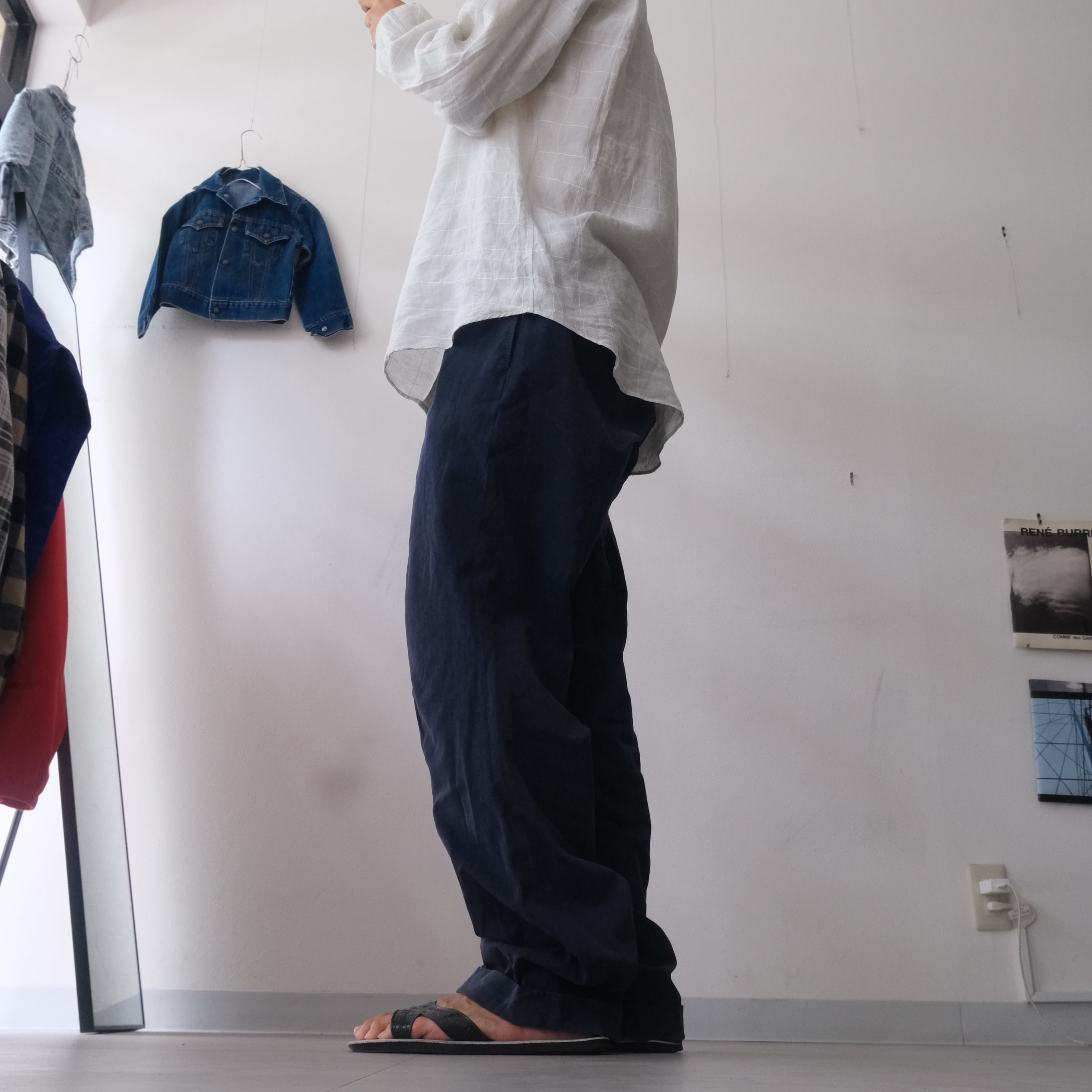 90s “HERMES” navy double slacks pants | anti knovum（アンタイノーム）