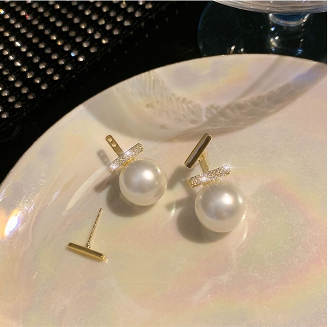 シンプルゴールドパールピアス