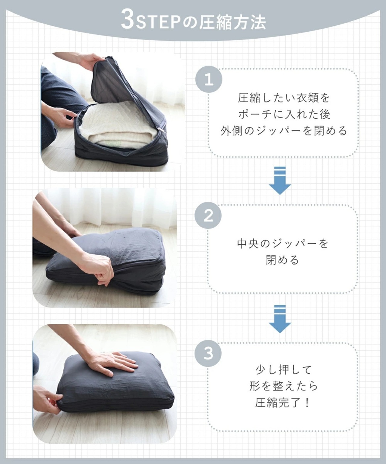 トラベル圧縮ポーチ3点セット sm-mh012