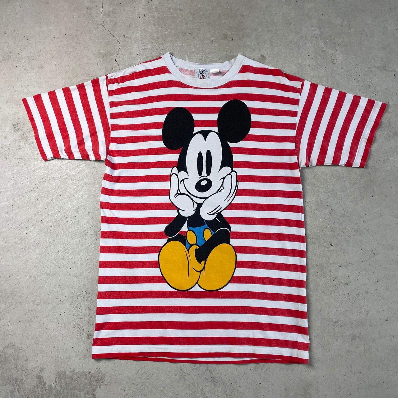 Mickey Mouse ミッキーマウス ボーダー プリントTシャツ メンズ 