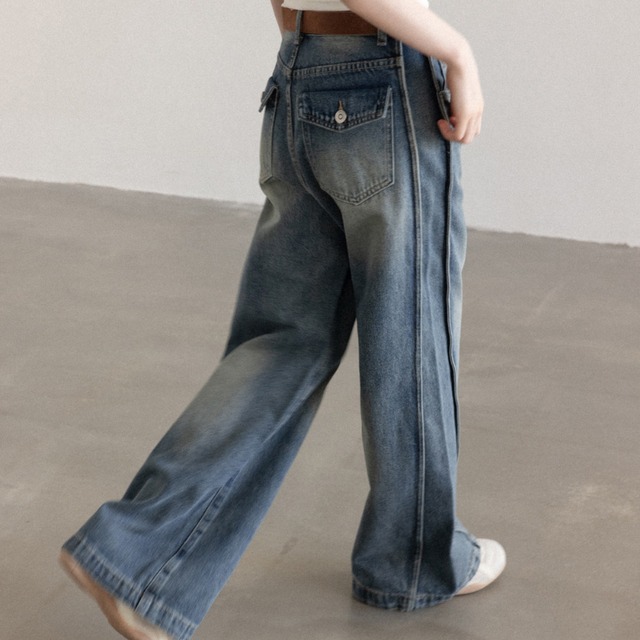 wide-leg denim pants　J00458