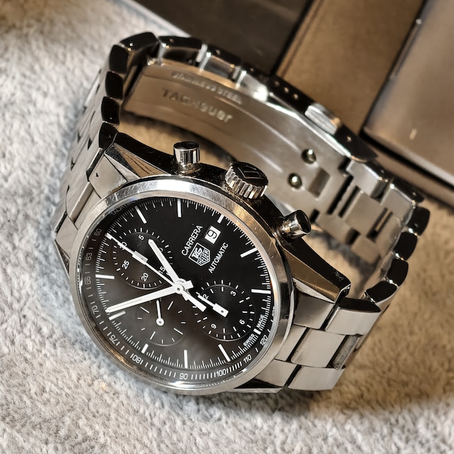 TAG Heuer CAR2210 SS/SS カレラクロノグラフ AT 自動巻 黒文字盤 箱/冊子　送料無料
