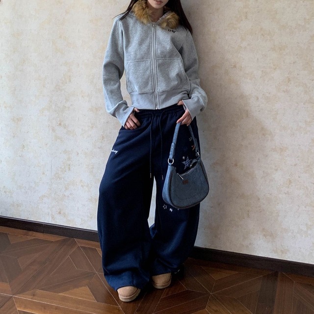 スターエンブロイダリードローストリングパンツ 2col   R01660