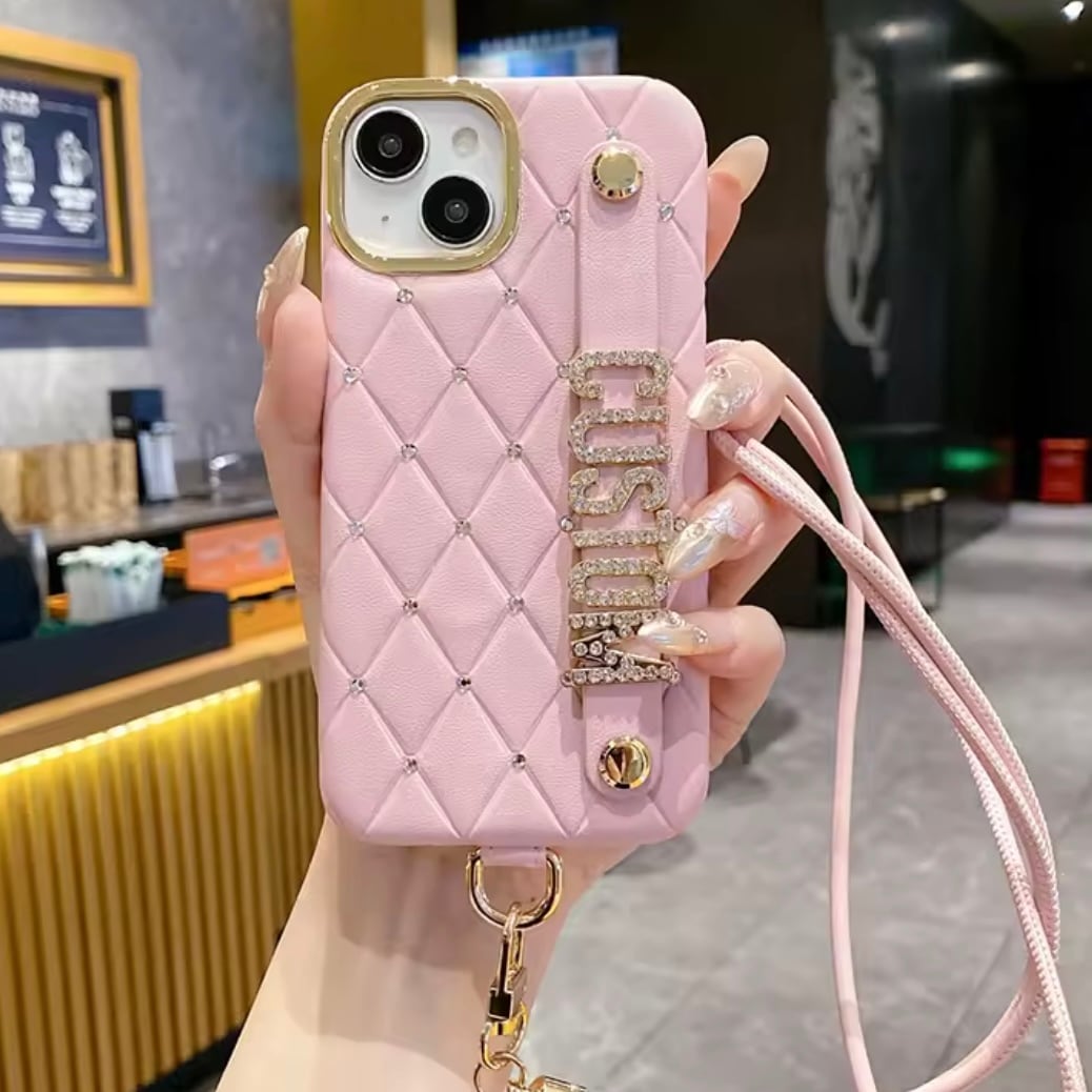ショルダー付き キルティング ストーン レザー カスタム 名前入れ