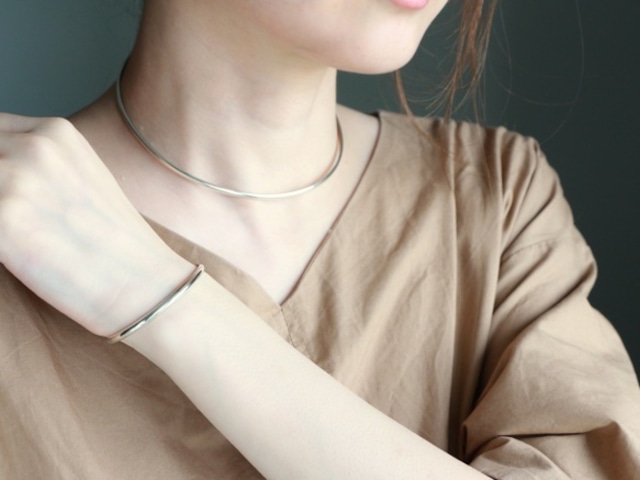 SV935(Argentium)-plane choker ＆open bangle set