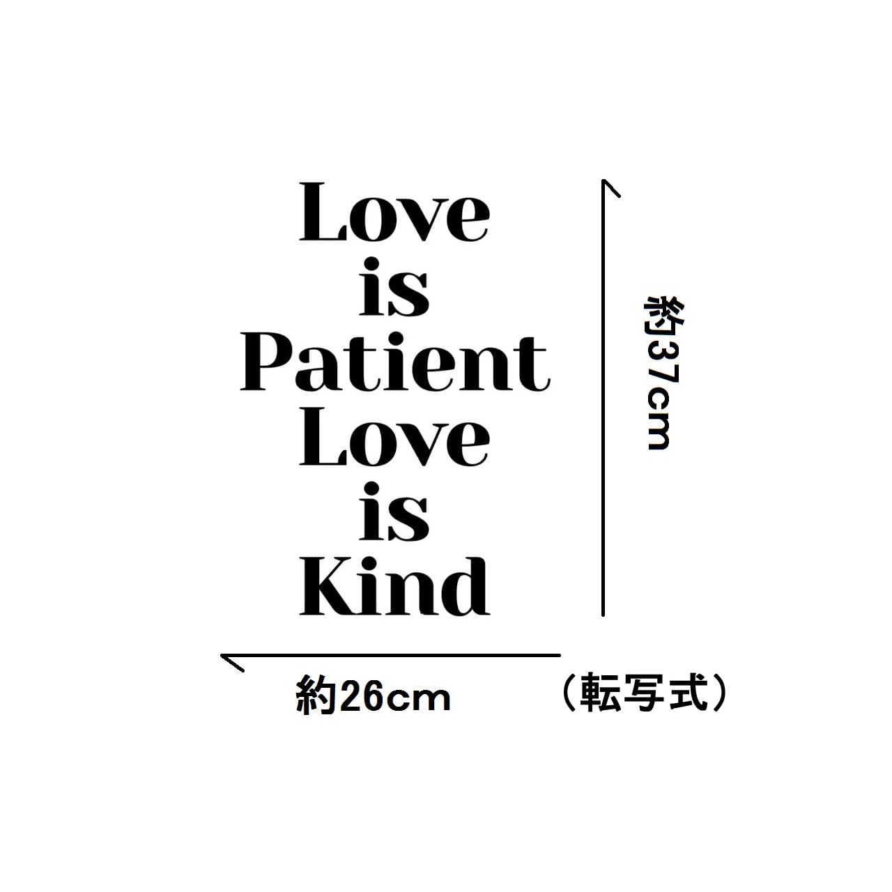 ウォールステッカー 愛と心の手 愛 約129cm × 約106cm 聖書 名言 教会 Love is patient love is kind ウォールステッカー 黒