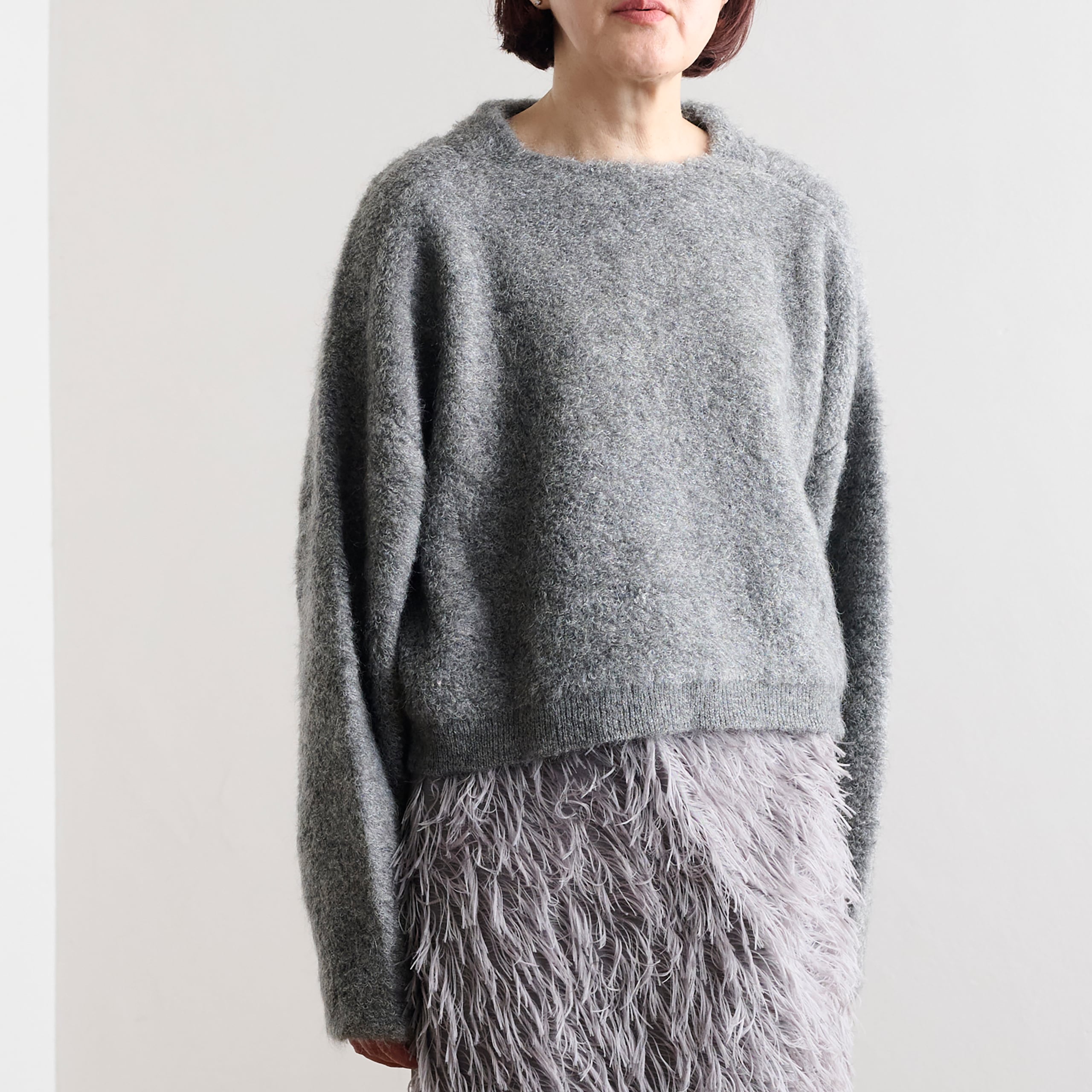 divka ディウカ モヘアループニット Mohair Loop Knit Pullover DK28-K01-T05 c/#1 silver / size2