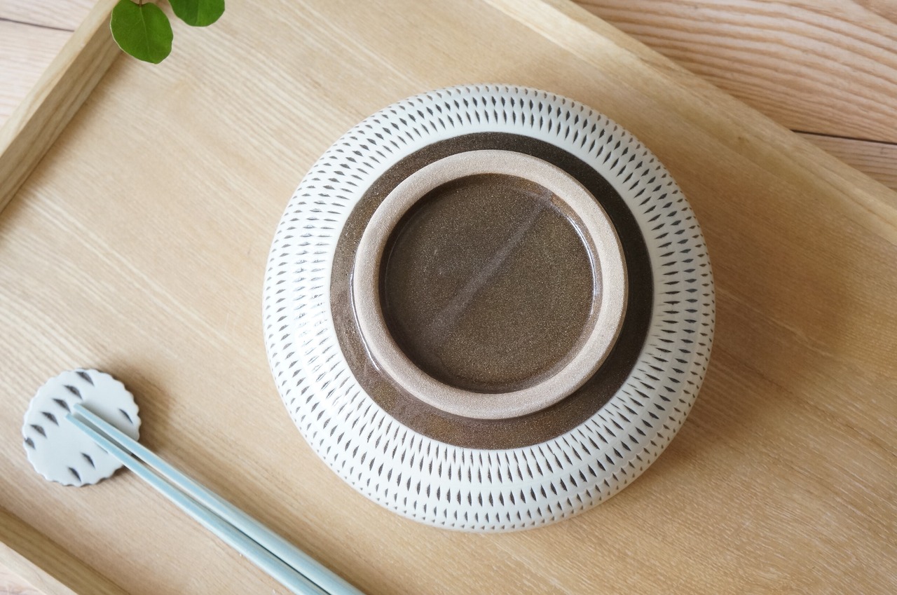 小石原焼　蔵人窯　中鉢　とびかんな　水玉　②　[29-465]