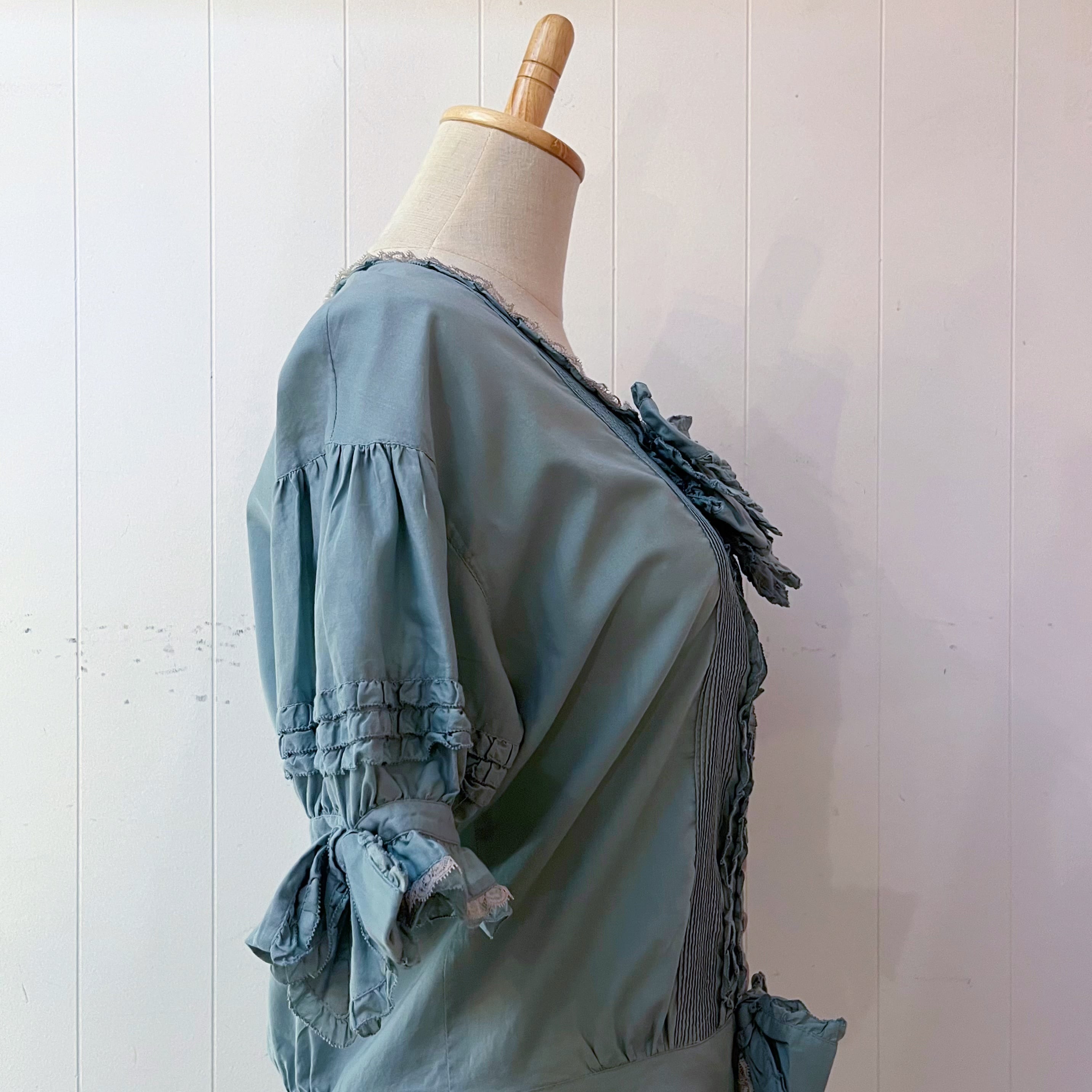 PINKHOUSE / bluegreen frill ribbon blouse