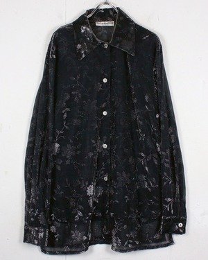 【Caka act2】Metallic Flower Pattern Vintage L/S Shirt