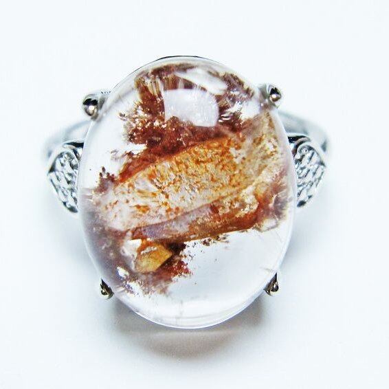 ガーデンクォーツ 指輪 ガーデン水晶 リング フリーサイズ 14号 一点物 メール便可 [M便 1/20] 115-6963