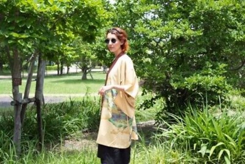 #102 Kimono jacket made from japanese silk kimono