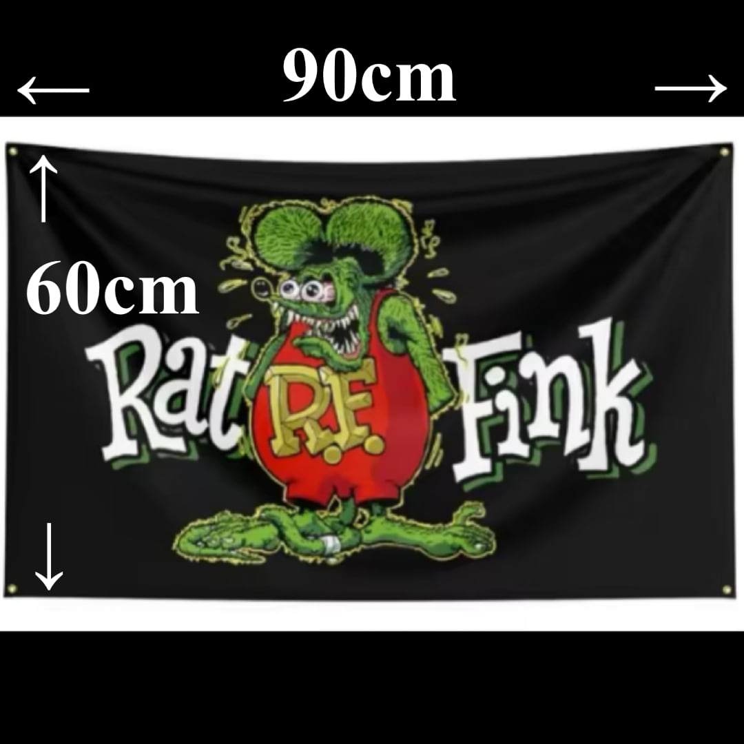 送料無料 ラットフィンク フラッグ バナー 60cmx90cm RatFink ガレージ