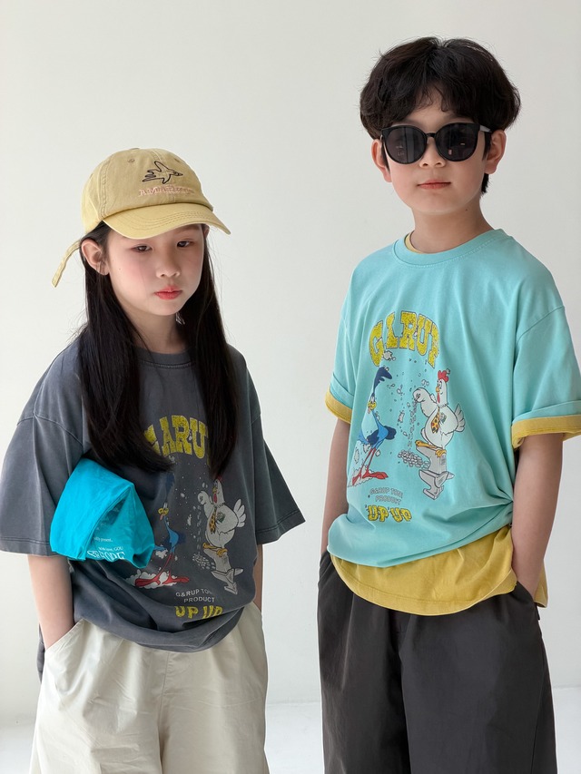 【KID】チキンアップ英字プリント半袖Tシャツ - 17
