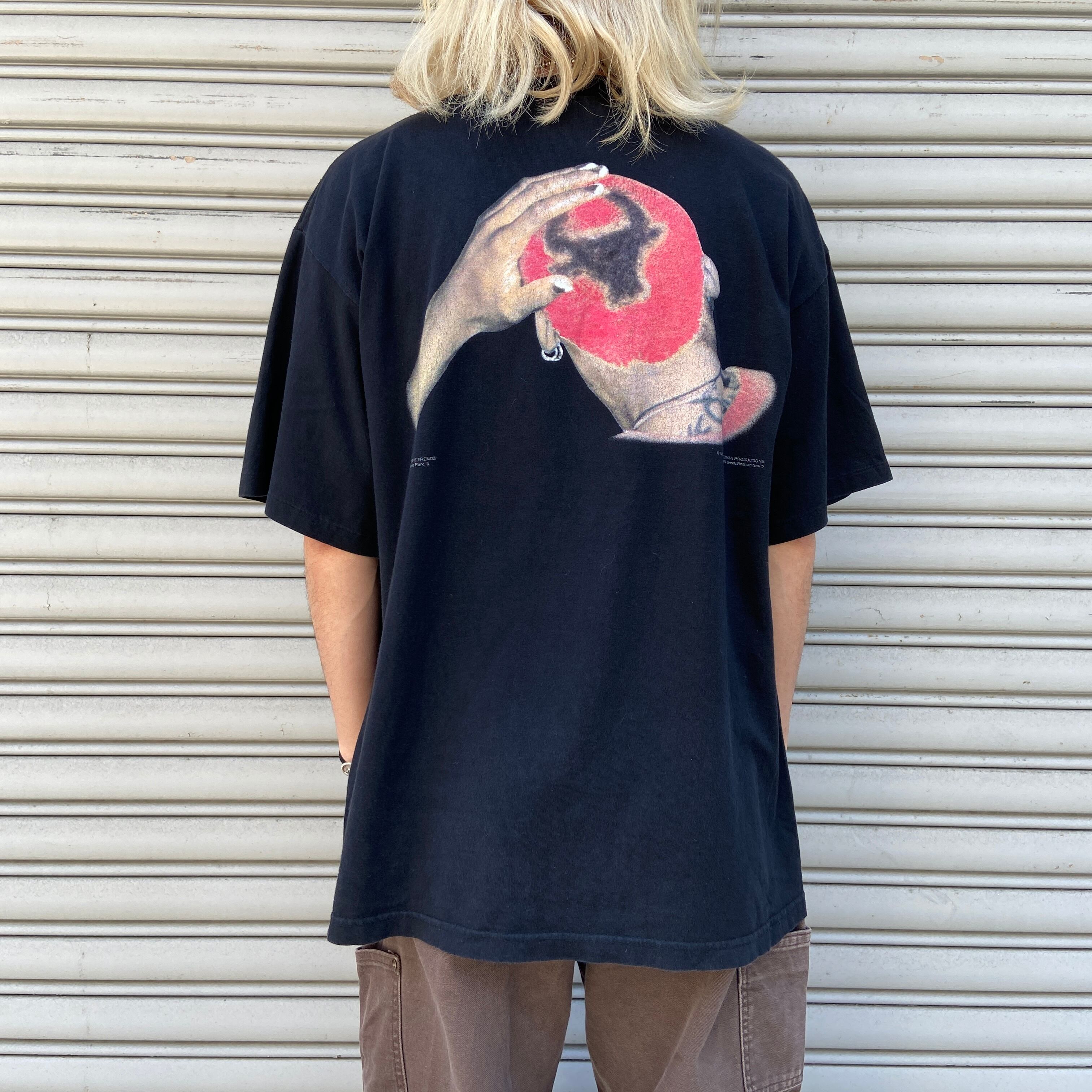 90s USA デニスロッドマン NBA ブルズ 両面プリントTシャツ 黒 XL