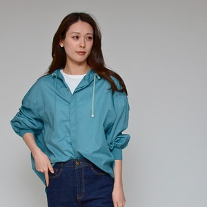 【空気のような軽やかさ】  綿麻シアー・シャツパーカー - LEQ-2601 グリーン ‐