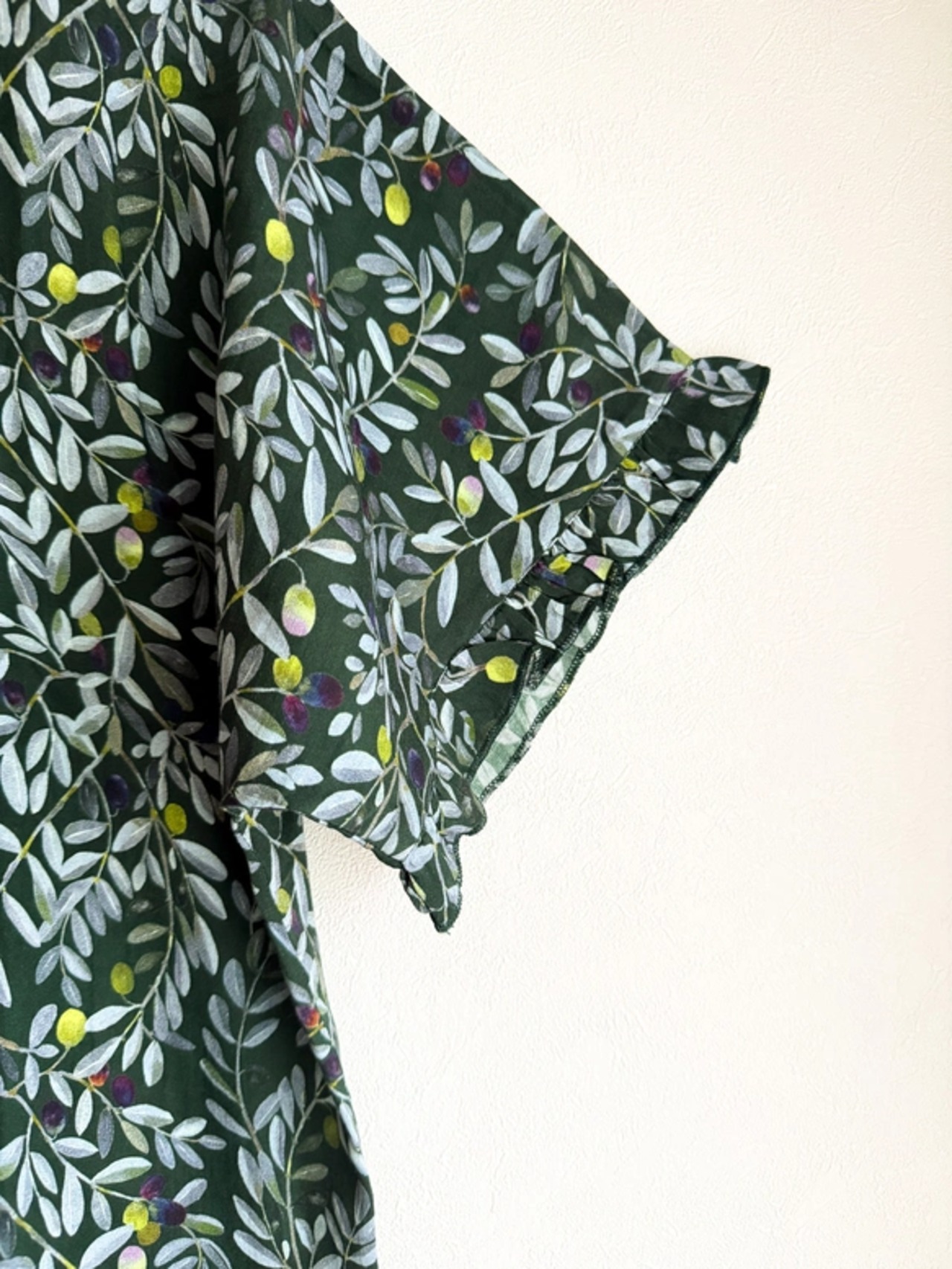 【夏快適】オーガニックコットン半袖プルオーバーブラウス　OLIVE