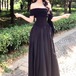 異素材切り替えオフショルワンピース ・69458