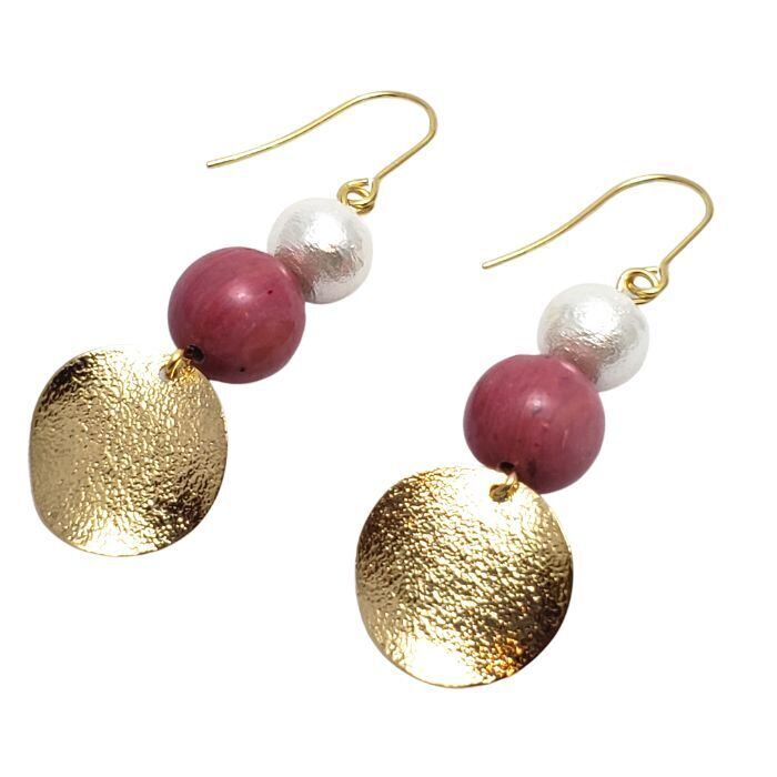 シリシャスシスト パワーストーン ピアス 天然石 コットンパール ピンク 恋愛運 出会い運 かわいい おしゃれ レディース プレゼント ピアス 金属アレルギー 対応 イヤリング変更可 送料無料 アクセサリー