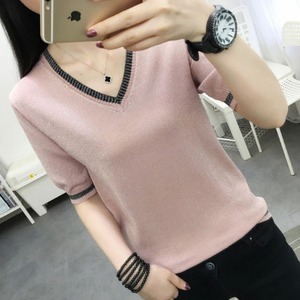 トップス レディース 送料無料 6色展開 プルオーバー サマーニット リブニット シャツ バイカラー トリム Vネック 襟なし ショート丈 半袖 パフスリーブ ホワイト 白色 ブラック 黒色 無地 単色 フリーサイズ 薄手 キュート ガーリー 可愛い かわいい おしゃれ お洒落 涼し 肌見せ こなれ感 抜け感 涼し 爽やか ラブリー 春服 秋服 普段使い デート おでかけ 着回し 10代 20代 韓国 オルチャン ファッション コーデ スタイル モテ お揃い ギフト 定番 プチプラ 新作 2021