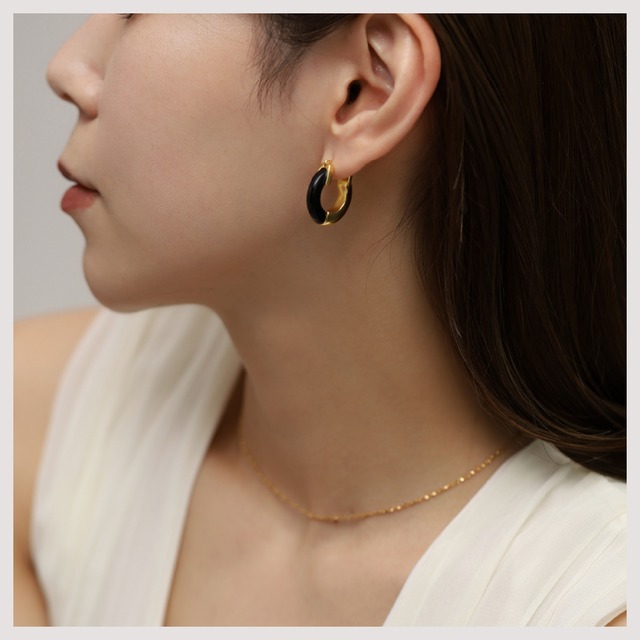 Hoop pierce -Gold×Black-