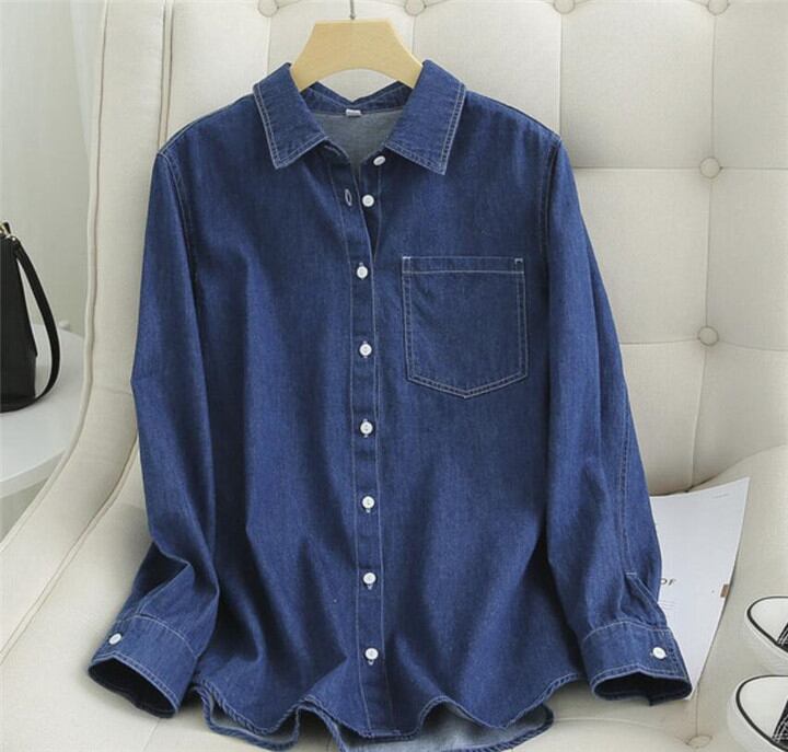 手放せない!春 新作 カジュアル ゆったりする ラペル 長袖 ファッション デニムシャツ