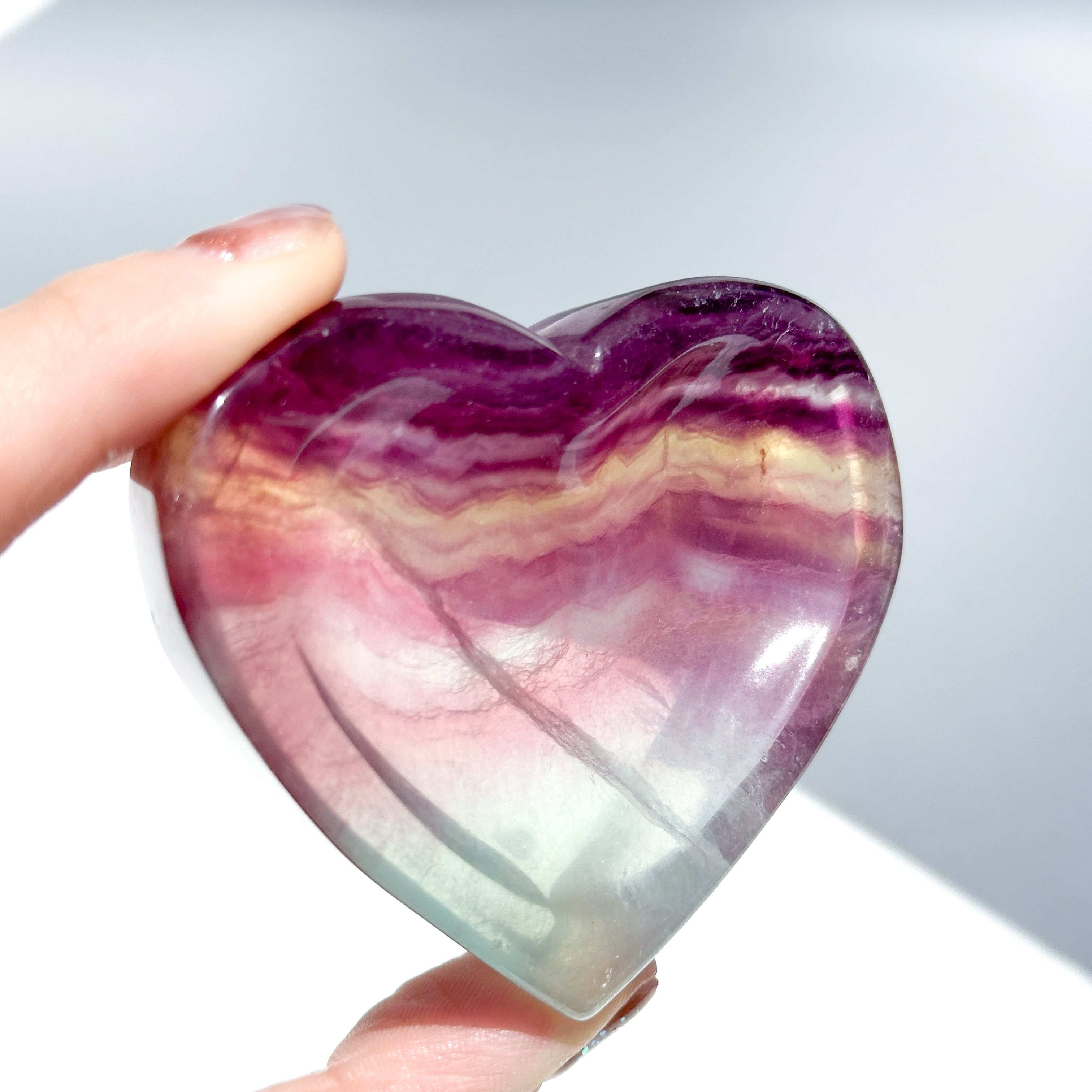 レインボーフローライトハート型のうつわ03◇ RainbowFluorite