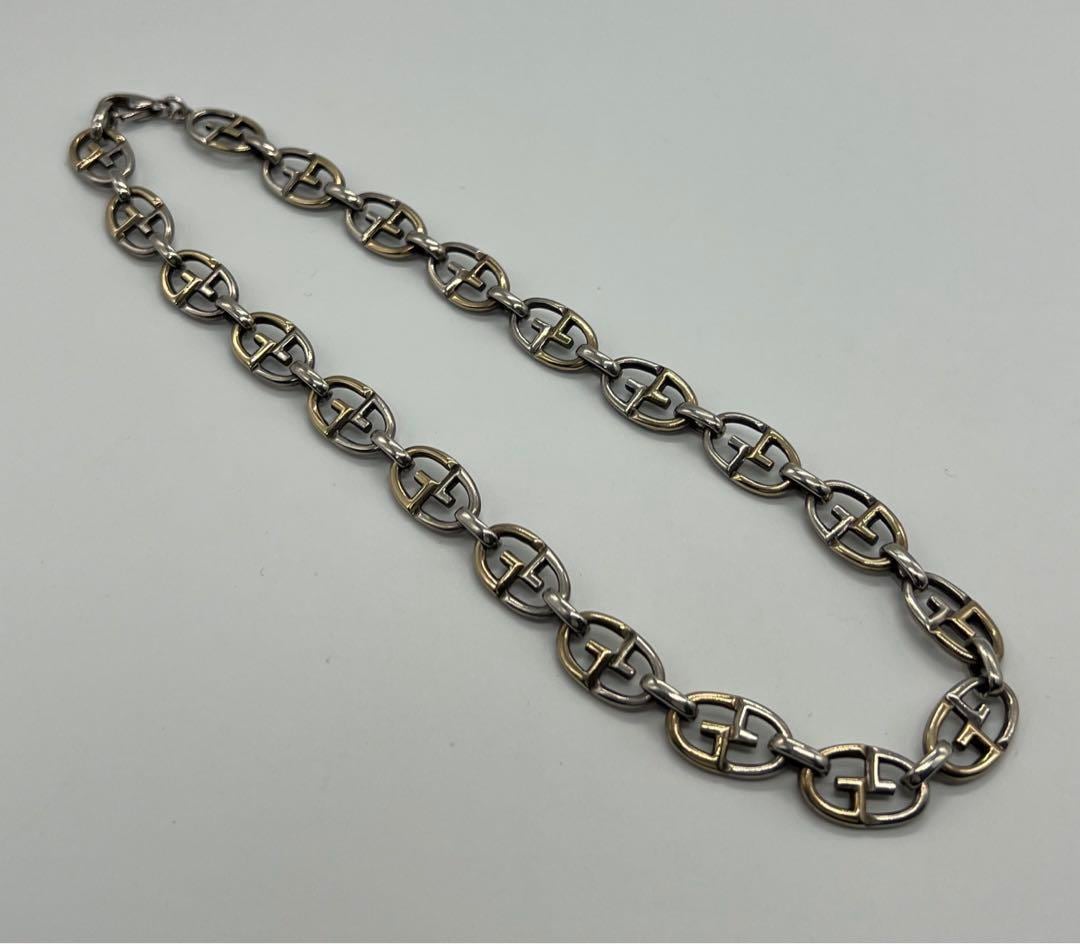 グッチ オールドグッチ Gリンク ネックレス SV YG コンビ 希少