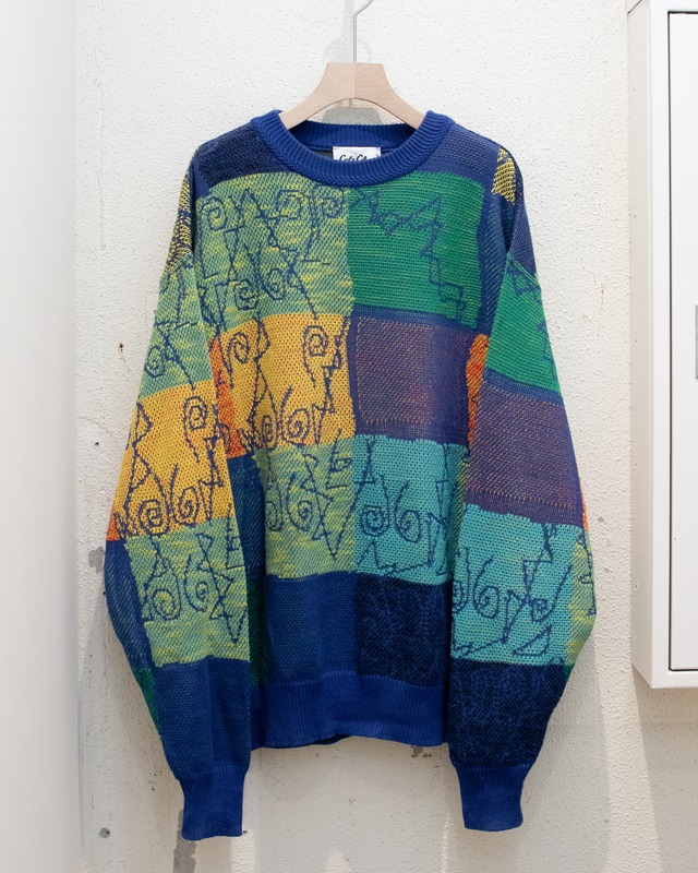 “Carlo Colucci” all-over abstract pattern cotton jacquard knit / Made in GERMANY