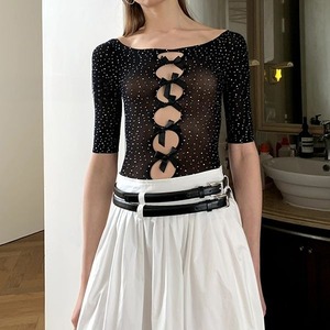 Ribbon Sheer Tops 500802