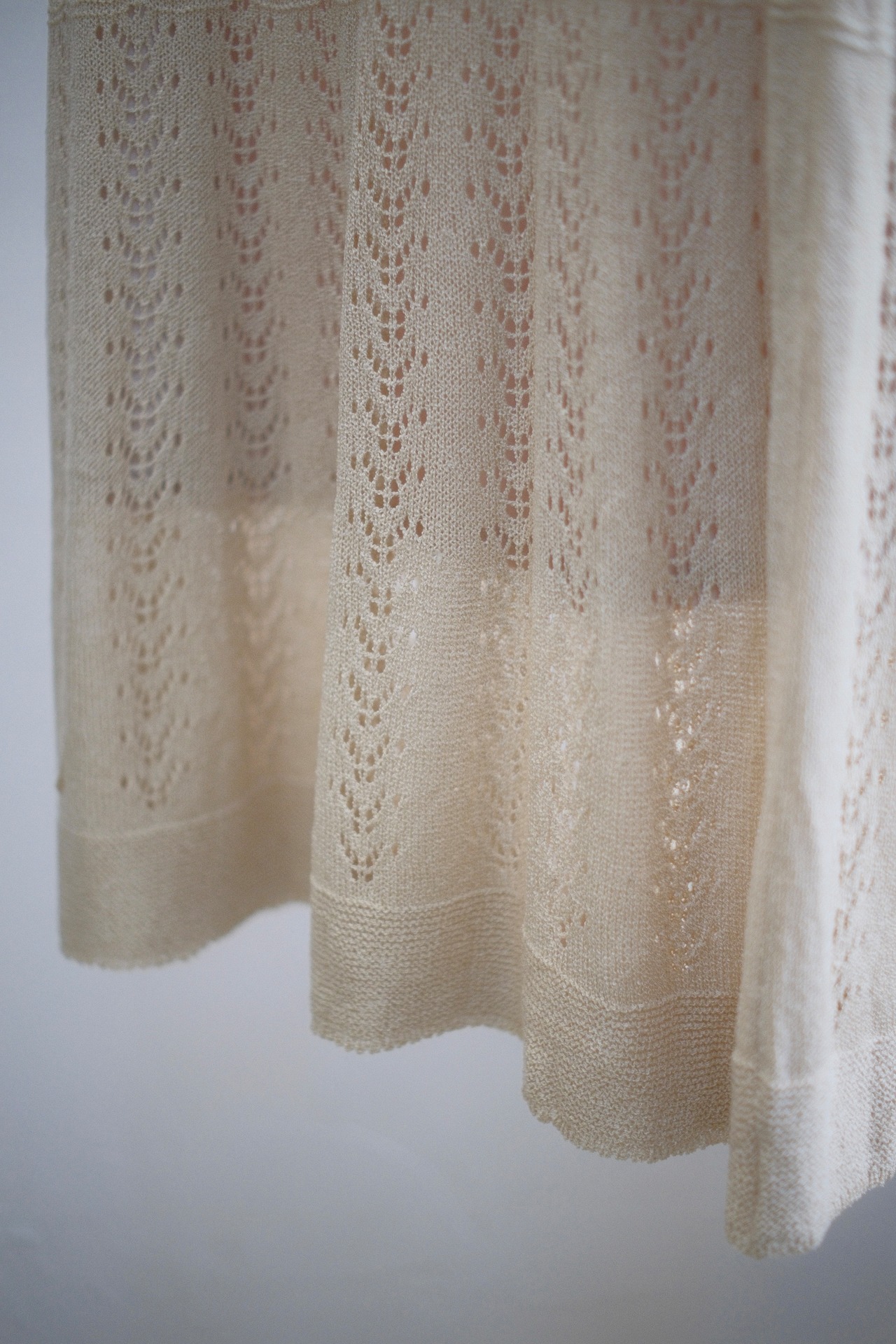 Sheer Pattern Crochet Skirt / BEIGE - 3