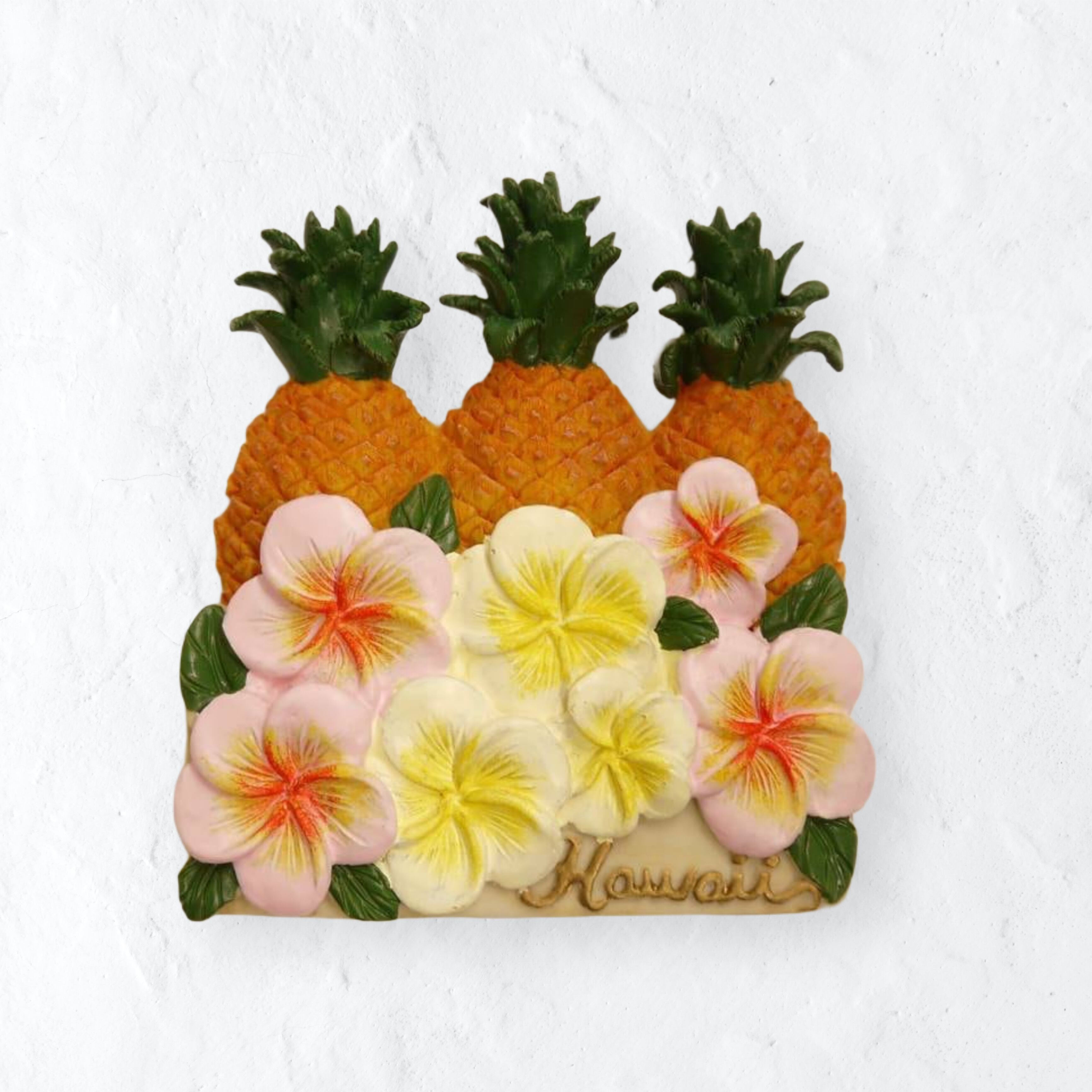 ★ハワイ直輸入★3パイナップル&6プルメリア/HAWAII/ハワイ磁石/キッチンマグネット/ハワイアン雑貨/MG-146