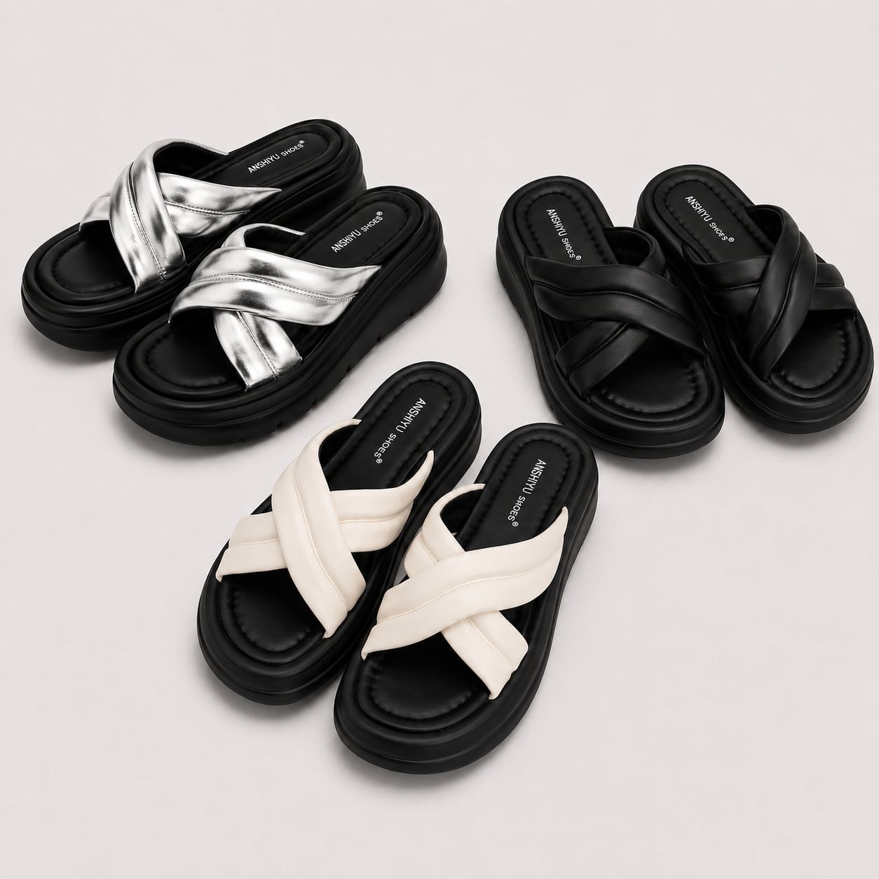 cross wide strap sandals / l0569