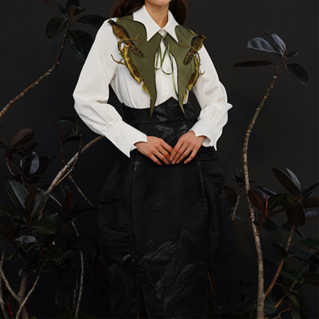 【Camoooni】鳥モチーフ付け襟　10359