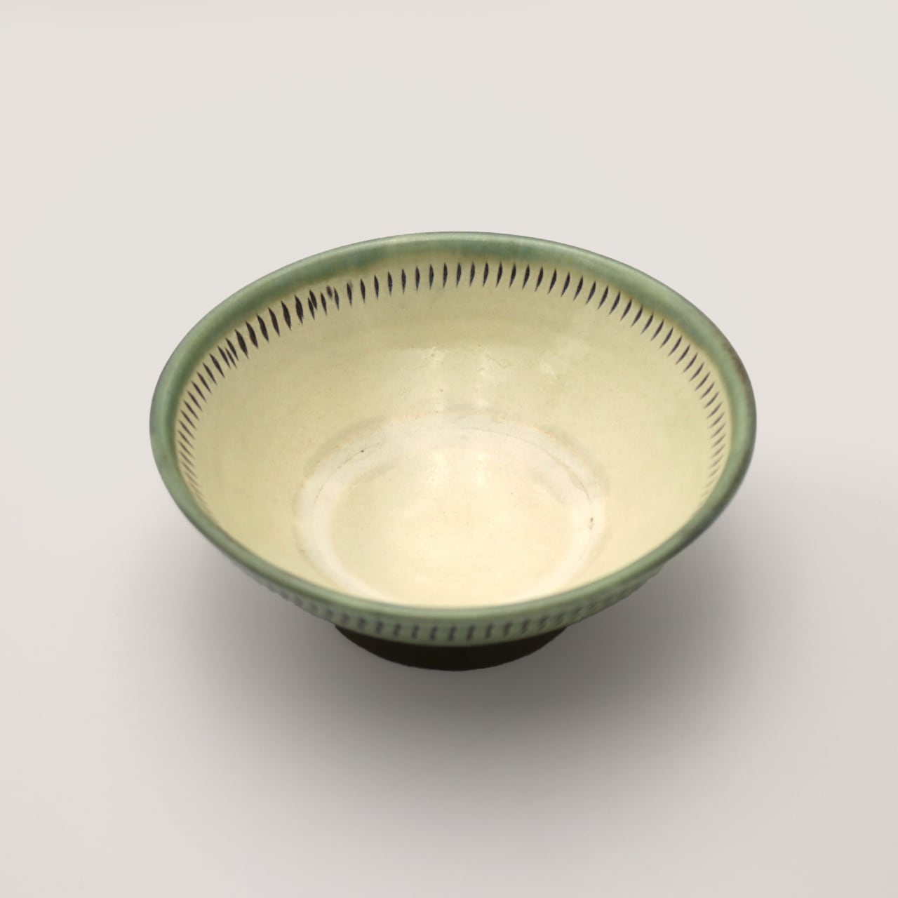 小鹿田焼 小袋窯 5寸丼 飛びかんな/櫛描き 緑 直径約15.5cm 陶器 和