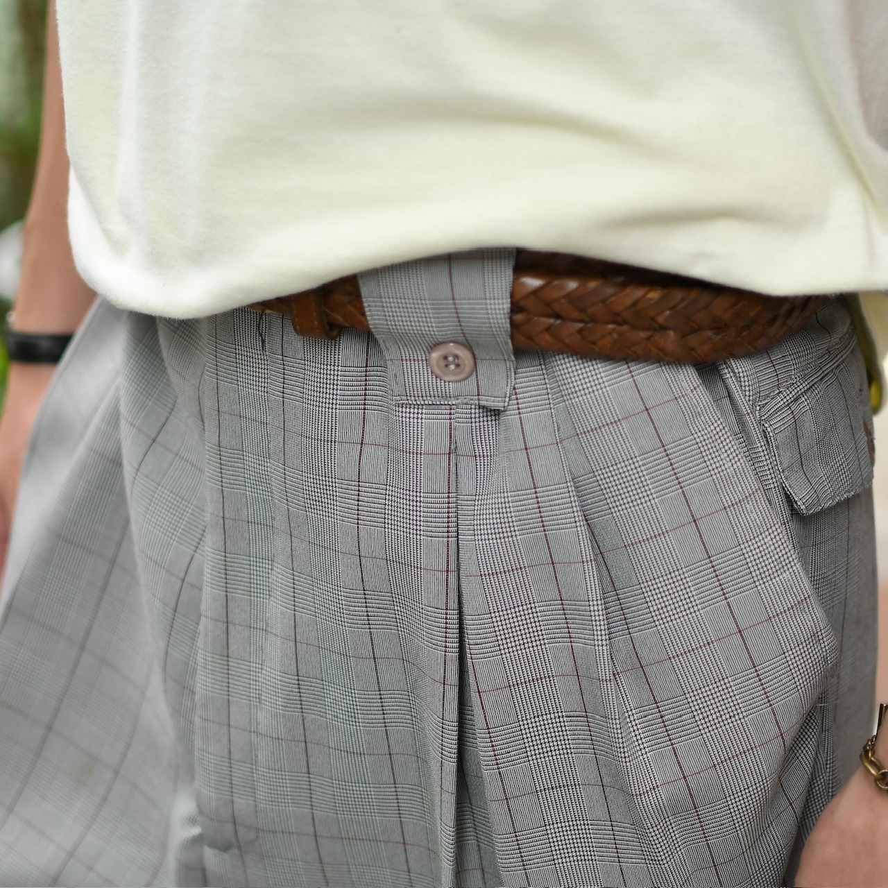 MONOLOGUE glen check wide slacks