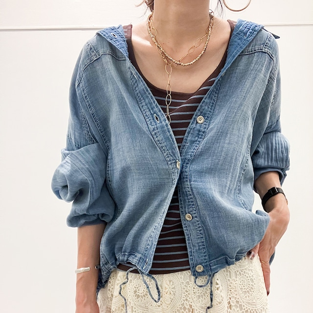 【各1点のみ再入荷!】シアーデニムブルゾン