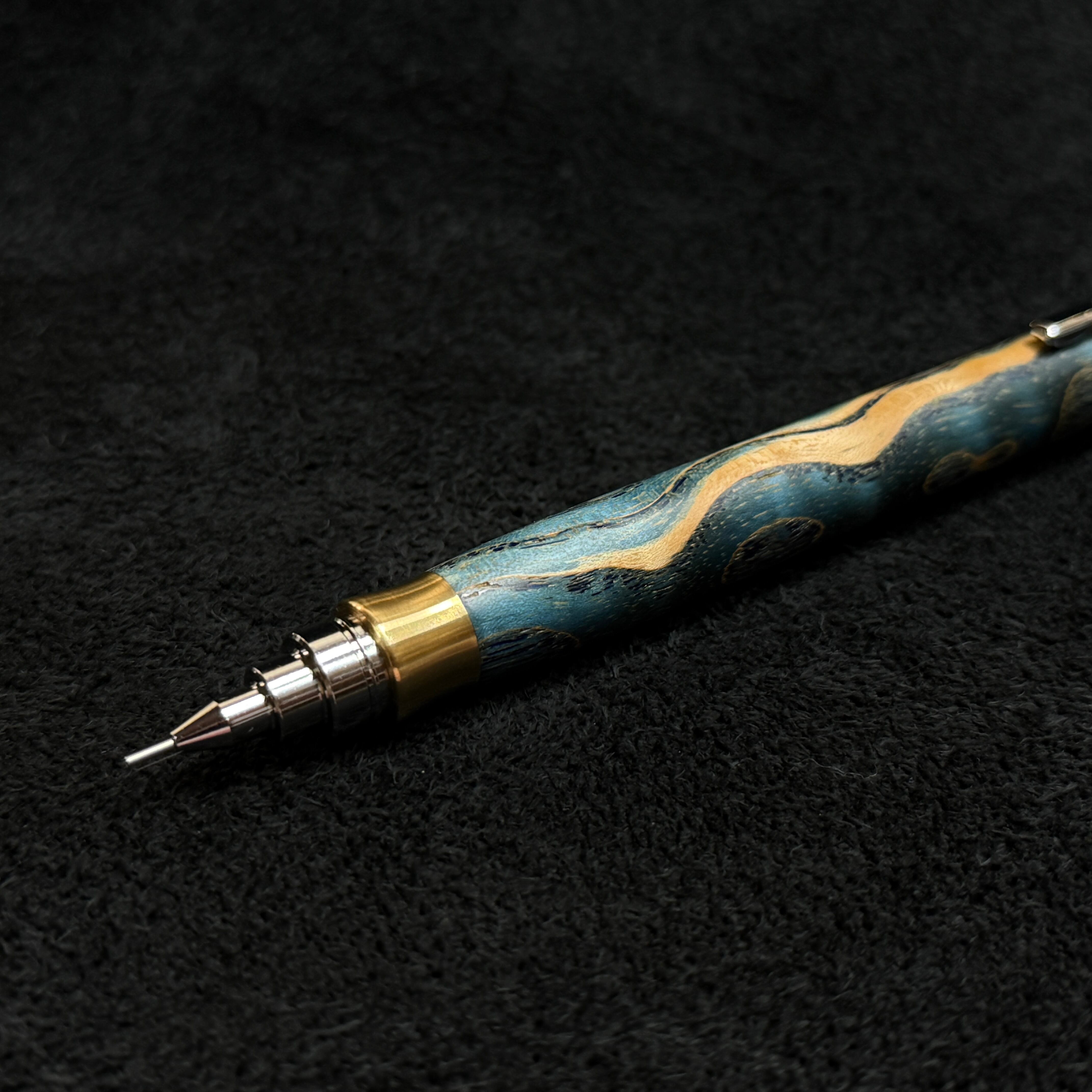 791タモ波杢スタビ木製シャーペン 超低重心R 真鍮 | handwood