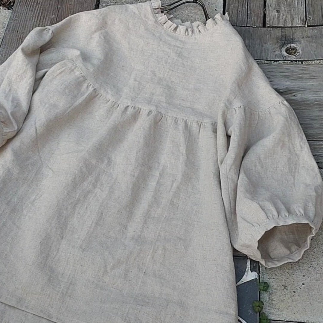 ラウンドヨークギャザーブラウス/フリーサイズ 型紙 A3貼り合わせ 紙